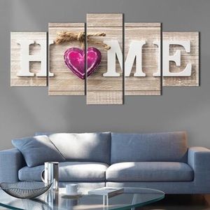 5 Pieces Home Prints Canvas Painting Heart